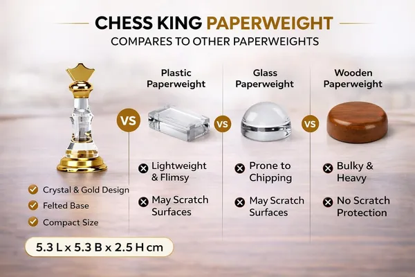 ZAHEPA_Chess_King_Acrylic_Paperweight_for_Office_Table,_Stylish_Desk_Accessory_&_Desktop_Decor,_Gold_Chess_Statue_Showpiece,_Fancy_Paper_Holder_Gift_for_Men,_Professionals,_Students_&_Corporate