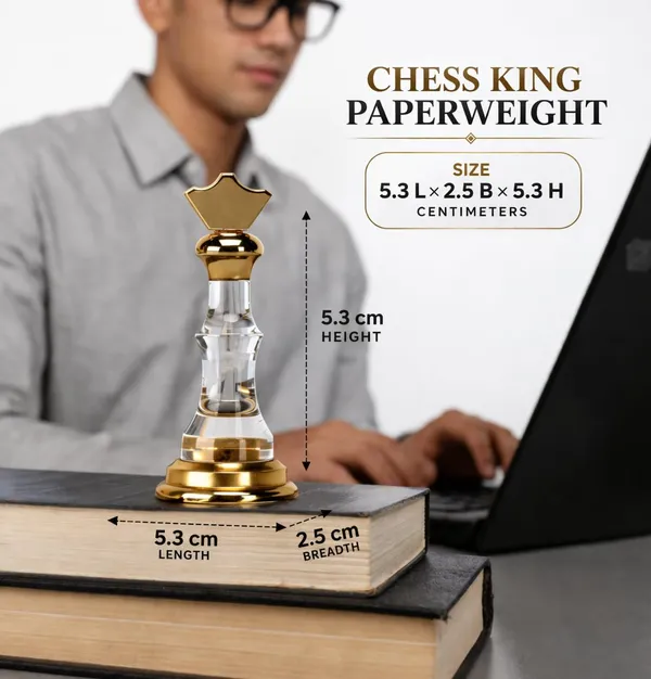 ZAHEPA_Chess_King_Acrylic_Paperweight_for_Office_Table,_Stylish_Desk_Accessory_&_Desktop_Decor,_Gold_Chess_Statue_Showpiece,_Fancy_Paper_Holder_Gift_for_Men,_Professionals,_Students_&_Corporate