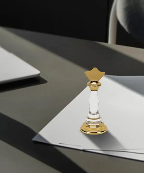 ZAHEPA_Chess_King_Acrylic_Paperweight_for_Office_Table,_Stylish_Desk_Accessory_&_Desktop_Decor,_Gold_Chess_Statue_Showpiece,_Fancy_Paper_Holder_Gift_for_Men,_Professionals,_Students_&_Corporate