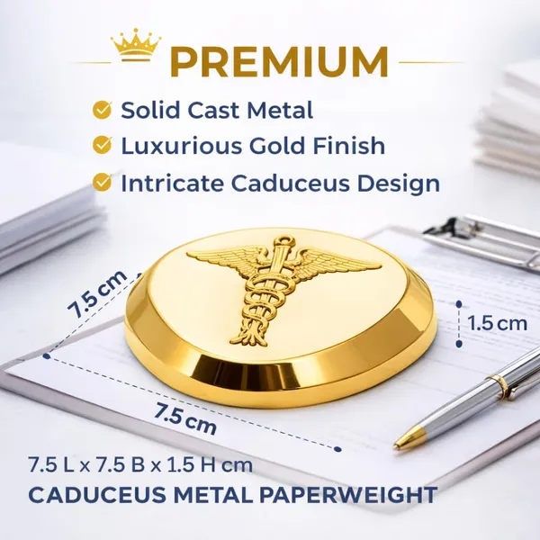 ZAHEPA_Caduceus_Metal_Paperweight_for_Doctor_Desk,_Medical_Paper_Holder_for_Hospital_Office_Table,_Gold_Desktop_Decor_Accessory,_Stylish_Professional_Gift_for_Doctors,_Medical_Professionals_&_Men