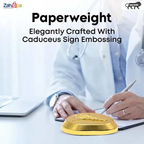 ZAHEPA_Caduceus_Metal_Paperweight_for_Doctor_Desk,_Medical_Paper_Holder_for_Hospital_Office_Table,_Gold_Desktop_Decor_Accessory,_Stylish_Professional_Gift_for_Doctors,_Medical_Professionals_&_Men