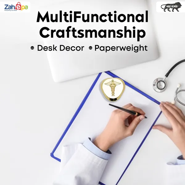 ZAHEPA_Caduceus_Metal_Paperweight_for_Doctor_Desk,_Medical_Paper_Holder_for_Hospital_Office_Table,_Gold_Desktop_Decor_Accessory,_Stylish_Professional_Gift_for_Doctors,_Medical_Professionals_&_Men
