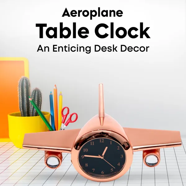 ZAHEPA_Metal_Aeroplane_Miniature_Analog_Table_Clock_|_Retro_Aircraft_Model_Desk_Watch_for_Office_&_Study_Table_|_Stylish_Home_Decor_Gift_for_Living_Room_|_Corporate_Gifting_Idea_(Copper)