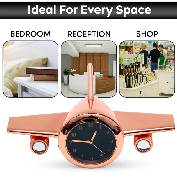 ZAHEPA_Metal_Aeroplane_Miniature_Analog_Table_Clock_|_Retro_Aircraft_Model_Desk_Watch_for_Office_&_Study_Table_|_Stylish_Home_Decor_Gift_for_Living_Room_|_Corporate_Gifting_Idea_(Copper)