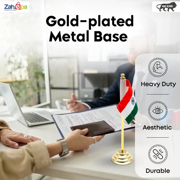 ZAHEPA_Indian_National_Flag_for_Car_Dashboard_|_Premium_Khadi_Fabric_Table_Flag_with_Gold_Plated_Metal_Base_|_Office_Desk_Accessory,_Home_Table_Decoration,_Corporate_Desk_Décor_|_Patriotic_Gift_|_Made_in_India