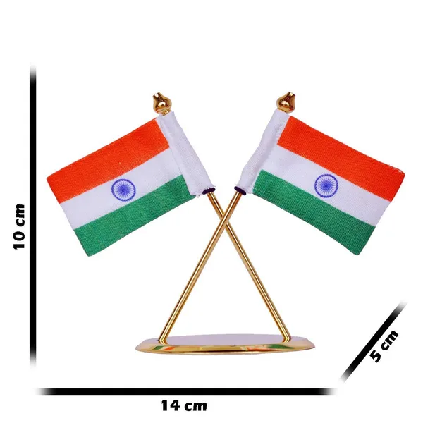 ZAHEPA_Mini_Indian_Flag_for_Car_Dashboard_|_Khadi_Fabric_Double_Cross_Flag_with_Gold_Plated_Metal_Base_&_Dual_Side_Adhesive_|_Table_Flag_for_Office_Desk,_Home_Decoration,_Corporate_Cabin,_Independence_Day_&_Republic_Day_Decor