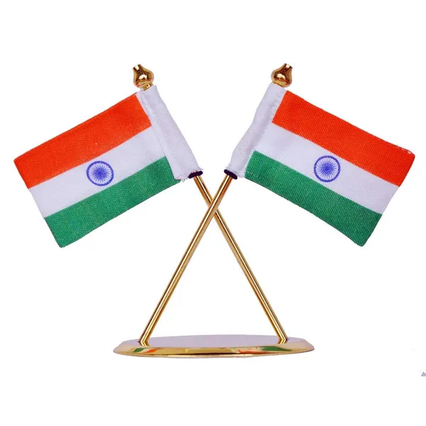 ZAHEPA_Mini_Indian_Flag_for_Car_Dashboard_|_Khadi_Fabric_Double_Cross_Flag_with_Gold_Plated_Metal_Base_&_Dual_Side_Adhesive_|_Table_Flag_for_Office_Desk,_Home_Decoration,_Corporate_Cabin,_Independence_Day_&_Republic_Day_Decor
