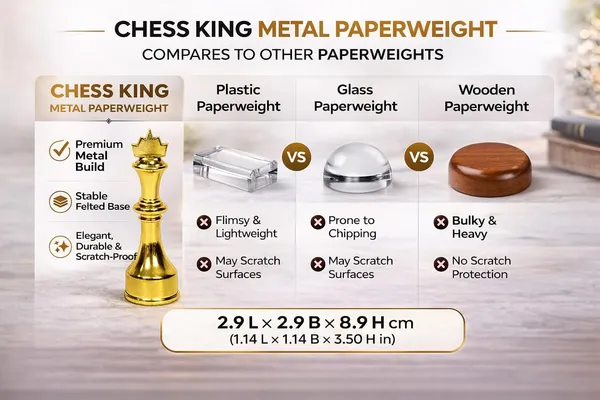 ZAHEPA_Chess_King_Metal_Paperweight_for_Office_Table,_Stylish_Desk_Accessory_&_Desktop_Decor,_Gold_Chess_Statue_Showpiece,_Fancy_Paper_Holder_Gift_for_Men,_Professionals,_Students_&_Corporate