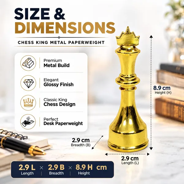 ZAHEPA_Chess_King_Metal_Paperweight_for_Office_Table,_Stylish_Desk_Accessory_&_Desktop_Decor,_Gold_Chess_Statue_Showpiece,_Fancy_Paper_Holder_Gift_for_Men,_Professionals,_Students_&_Corporate