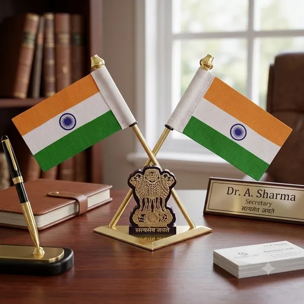 ZAHEPA_Double_Indian_Flag_for_Car_Dashboard_|_Khadi_Fabric_Desk_Flag_with_Gold_Plated_Metal_Cross_Stand,_Ashoka_Emblem_&_Dual_Side_Adhesive_|_Table_Decoration_for_Office_Desk,_Home,_Car,_Corporate_Cabin_|_Independence_Day_Gift