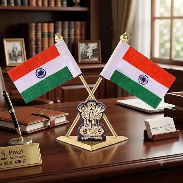 ZAHEPA_Double_Indian_Flag_for_Car_Dashboard_|_Khadi_Fabric_Desk_Flag_with_Gold_Plated_Metal_Cross_Stand,_Ashoka_Emblem_&_Dual_Side_Adhesive_|_Table_Decoration_for_Office_Desk,_Home,_Car,_Corporate_Cabin_|_Independence_Day_Gift