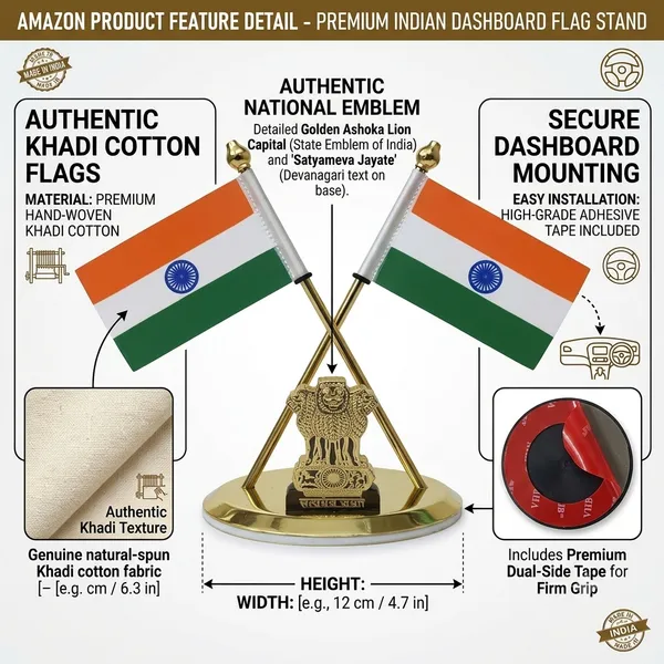 ZAHEPA_Mini_Indian_National_Flag_for_Car_Dashboard_|_Double_Khadi_Fabric_Flag_with_Gold_Plated_Metal_Cross_Stand,_Ashoka_Emblem_&_Self-Adhesive_Base_|_Office_Table_Flag_|_Home_Decoration_|_Corporate_Desk_Accessory_|_Made_in_India