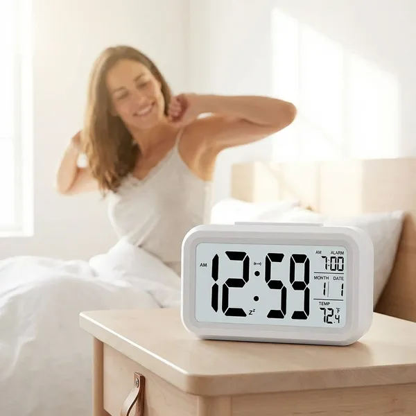 ZAHEPA_Digital_Alarm_Clock,_Battery_Operated_LCD_Smart_Night_Light_with_Indoor_Temperature,_Date_&_Snooze._Compact_Electronic_Desk_Table_Watch_for_Home,_Office,_Bedroom,_Living_Room,_Students_(White)