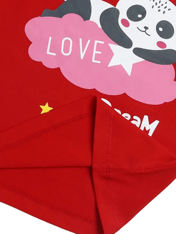 Red_Cotton_T-Shirt_Pajama_Night_Suit_Set_For_Girls