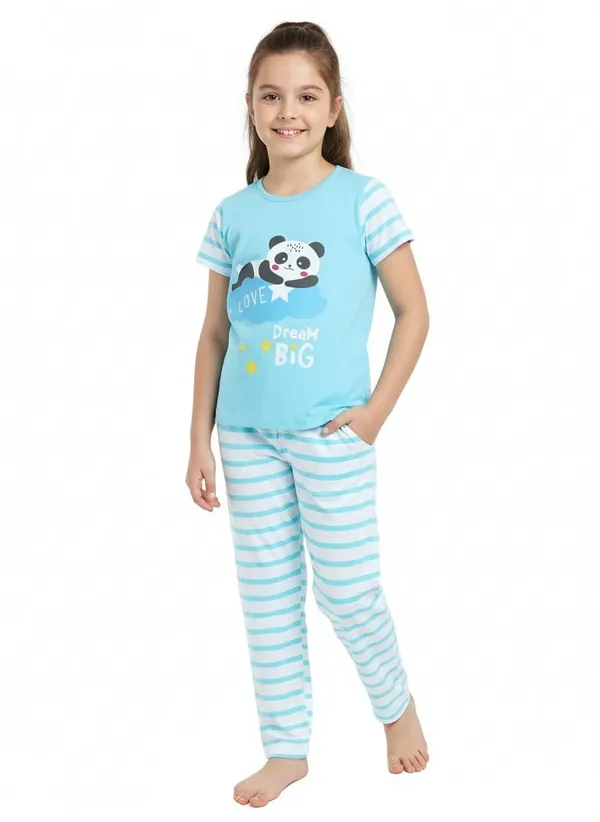Red_Cotton_T-Shirt_Pajama_Night_Suit_Set_For_Girls