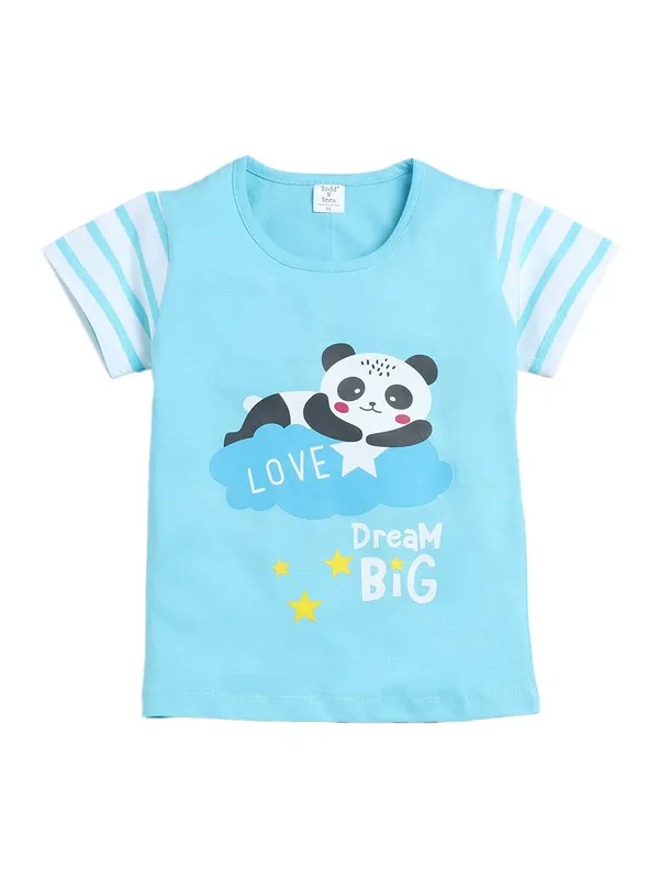 Blue_Cotton_T-Shirt_Pajama_Night_Suit_Set_For_Girls