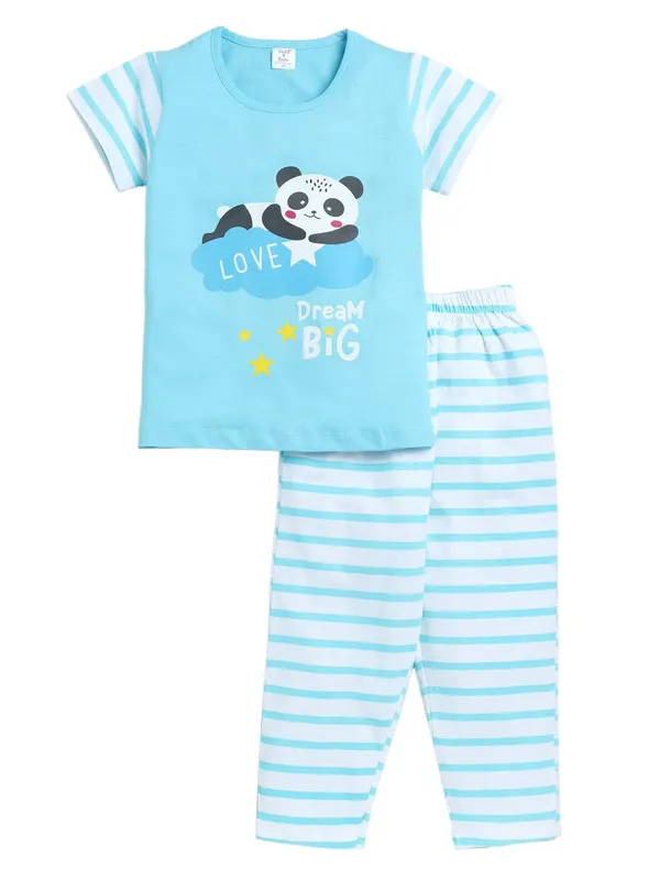 Blue_Cotton_T-Shirt_Pajama_Night_Suit_Set_For_Girls