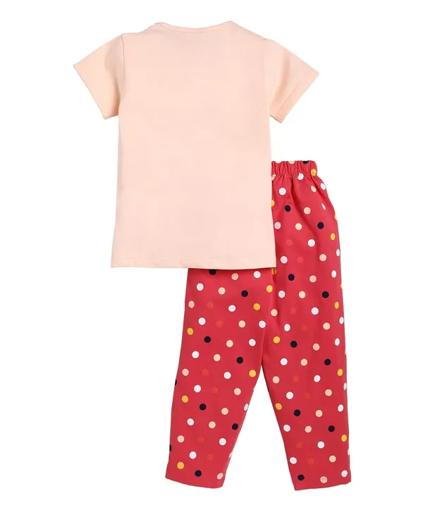 Peach_And_Red_Cotton_T-Shirt_Pajama_Night_Suit_Set_For_Girls