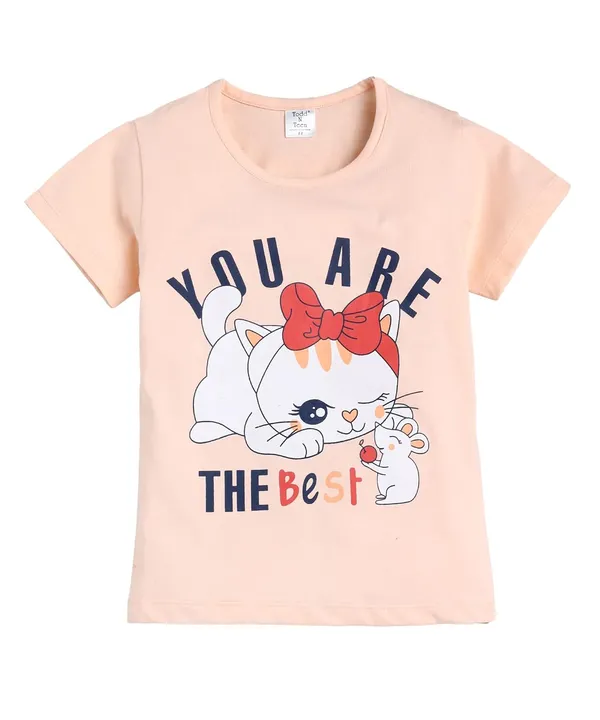 Peach_And_Red_Cotton_T-Shirt_Pajama_Night_Suit_Set_For_Girls