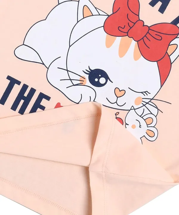 Peach_And_Red_Cotton_T-Shirt_Pajama_Night_Suit_Set_For_Girls