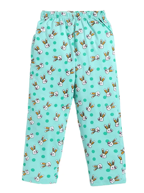 Sea_Green_Cotton_T-Shirt_Pajama_Night_Suit_Set_For_Girls