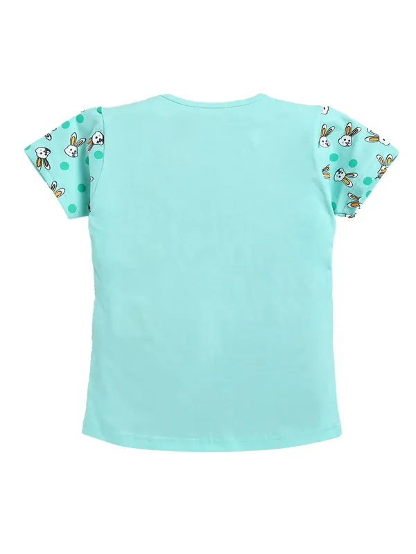 Sea_Green_Cotton_T-Shirt_Pajama_Night_Suit_Set_For_Girls