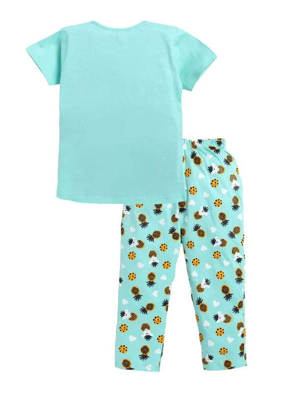 Sea_Green_Cotton_T-Shirt_Pajama_Night_Suit_Set_For_Girls