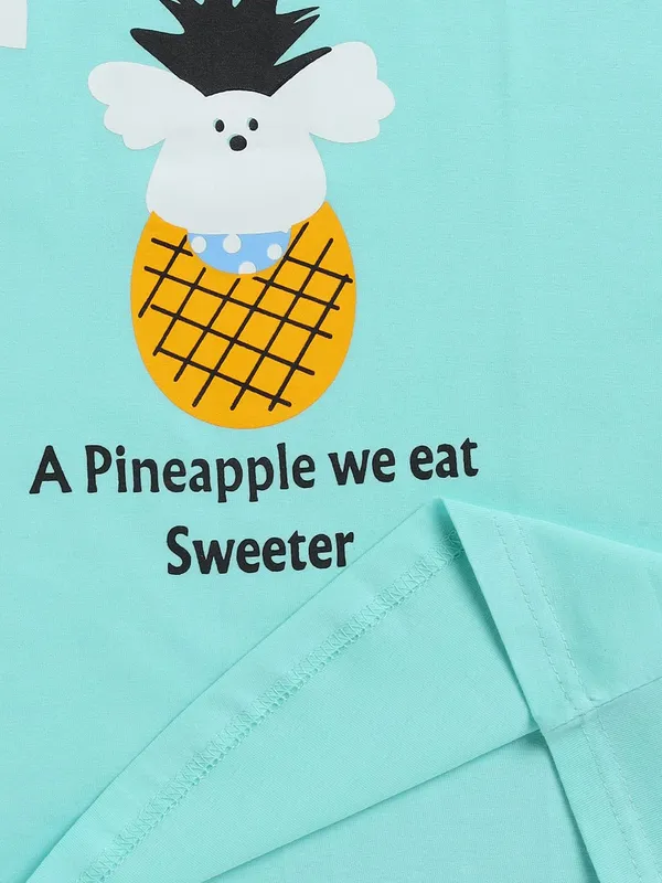 Sea_Green_Cotton_T-Shirt_Pajama_Night_Suit_Set_For_Girls
