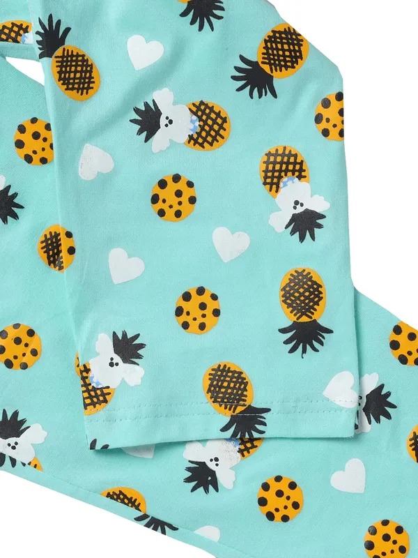 Sea_Green_Cotton_T-Shirt_Pajama_Night_Suit_Set_For_Girls