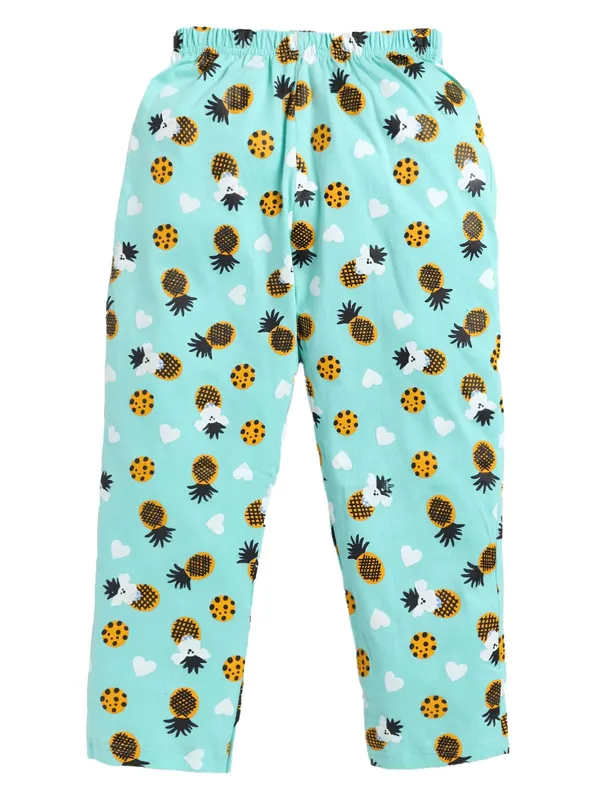 Sea_Green_Cotton_T-Shirt_Pajama_Night_Suit_Set_For_Girls
