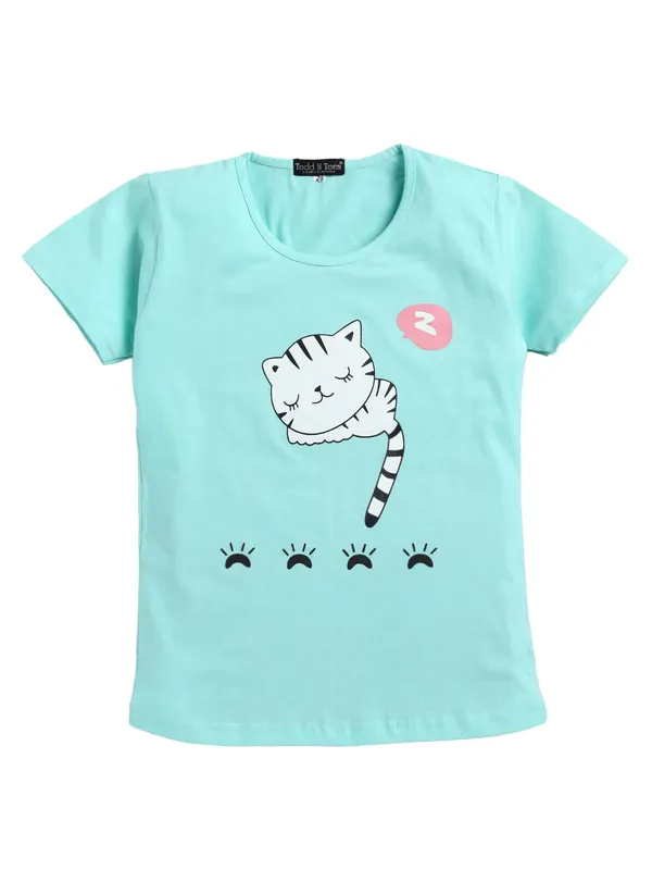 Sea_Green_Cotton_T-Shirt_Pajama_Night_Suit_Set_For_Girls