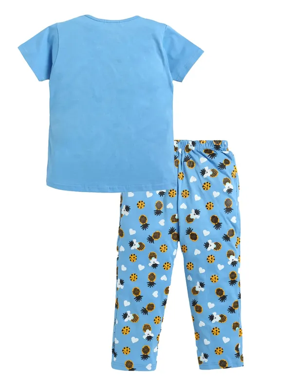 Blue_Cotton_T-Shirt_Pajama_Night_Suit_Set_For_Girls