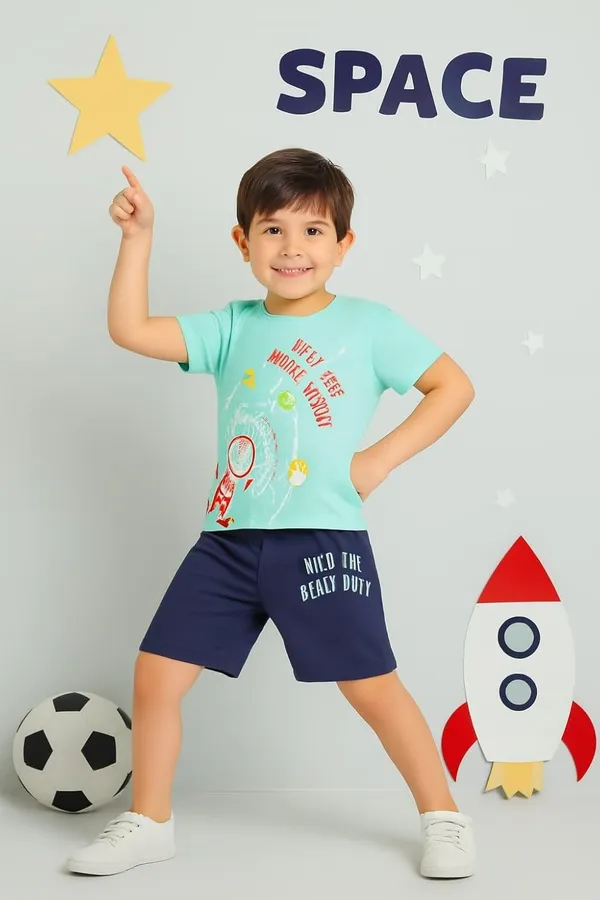 Green_Cotton_T-Shirt_Shorts_Set_For_Boys