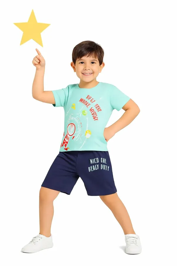 Green_Cotton_T-Shirt_Shorts_Set_For_Boys