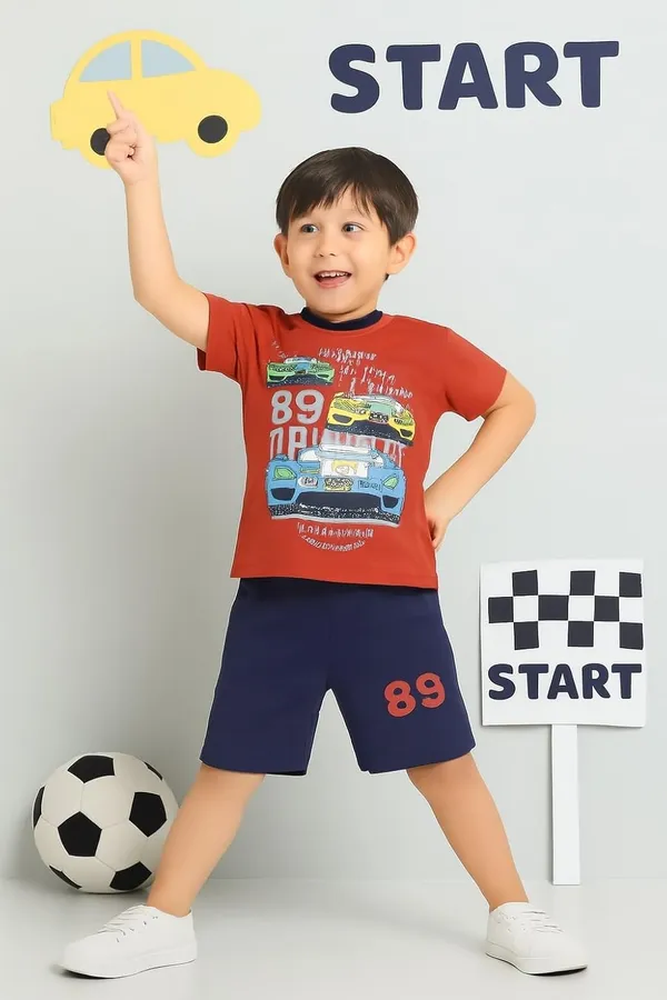 Red_And_Blue_Cotton_T-Shirt_Shorts_Set_For_Boys