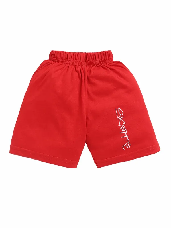 White_And_Red_Cotton_T-Shirt_Shorts_Set_For_Boys
