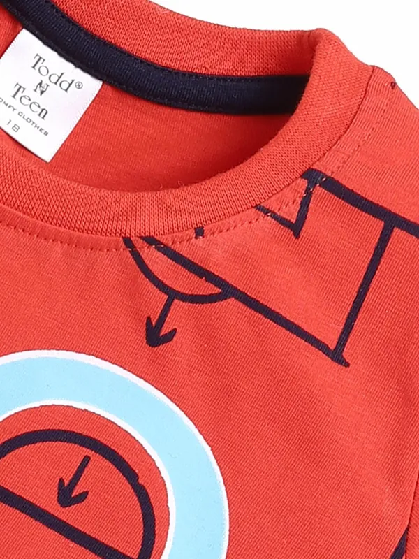 Orange_And_Blue_Cotton_T-Shirt_Shorts_Set_For_Boys