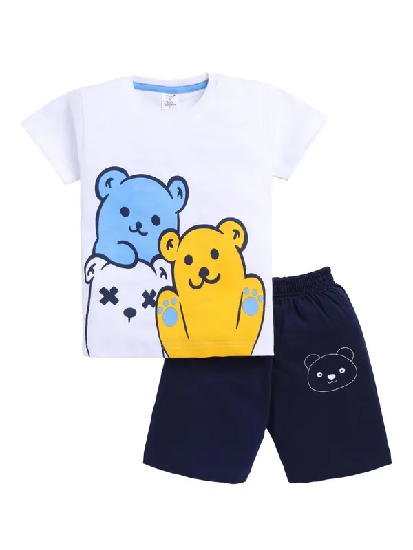 Ivory_And_White_Cotton_T-Shirt_Shorts_Set_For_Boys