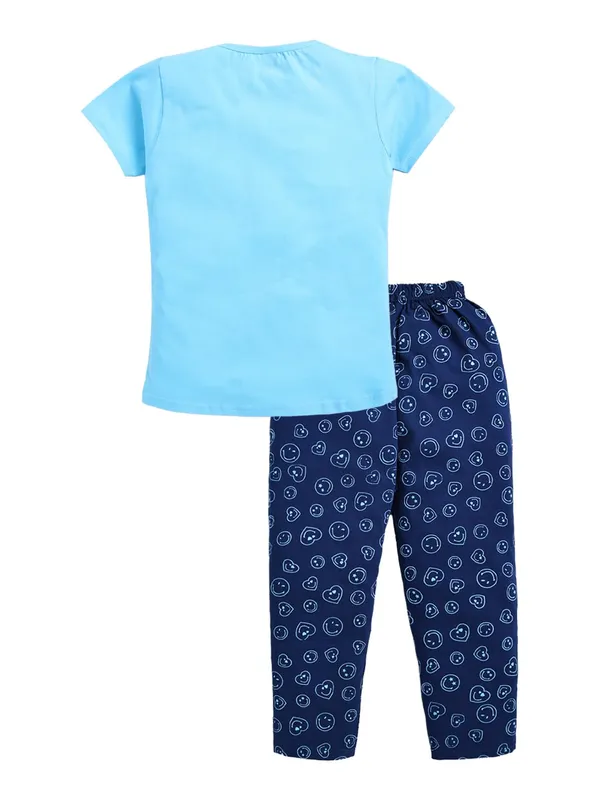 Blue_Cotton_T-Shirt_Pajama_Night_Suit_Set_For_Girls