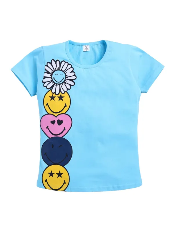 Blue_Cotton_T-Shirt_Pajama_Night_Suit_Set_For_Girls
