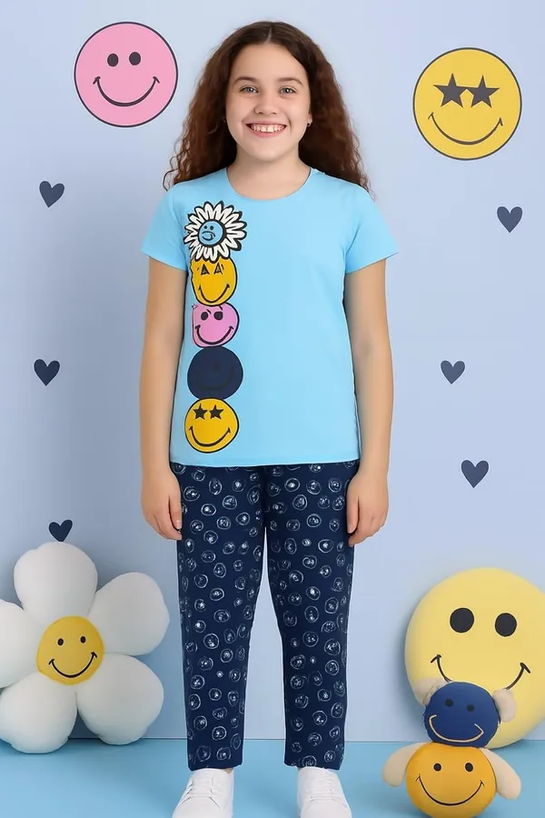 Blue_Cotton_T-Shirt_Pajama_Night_Suit_Set_For_Girls