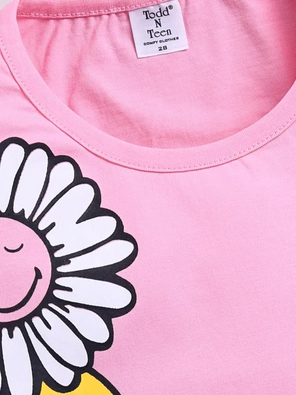 Pink_Cotton_T-Shirt_Pajama_Night_Suit_Set_For_Girls