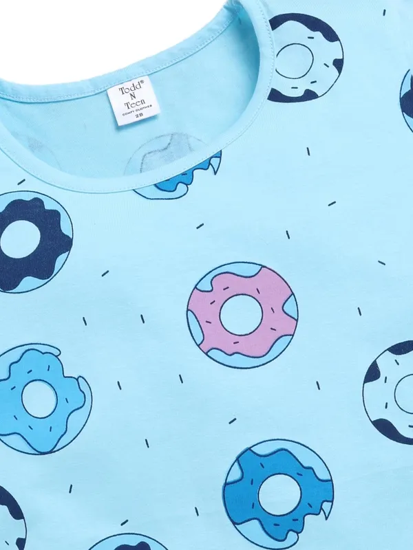 Blue_Cotton_T-Shirt_Pajama_Night_Suit_Set_For_Girls