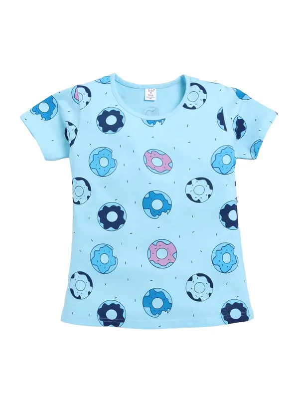 Blue_Cotton_T-Shirt_Pajama_Night_Suit_Set_For_Girls