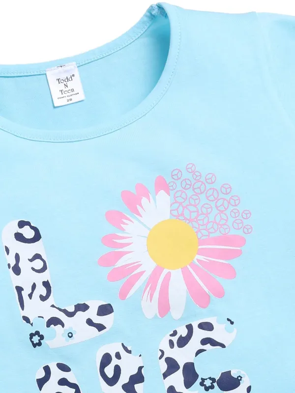 Blue_Cotton_T-Shirt_Pajama_Night_Suit_Set_For_Girls