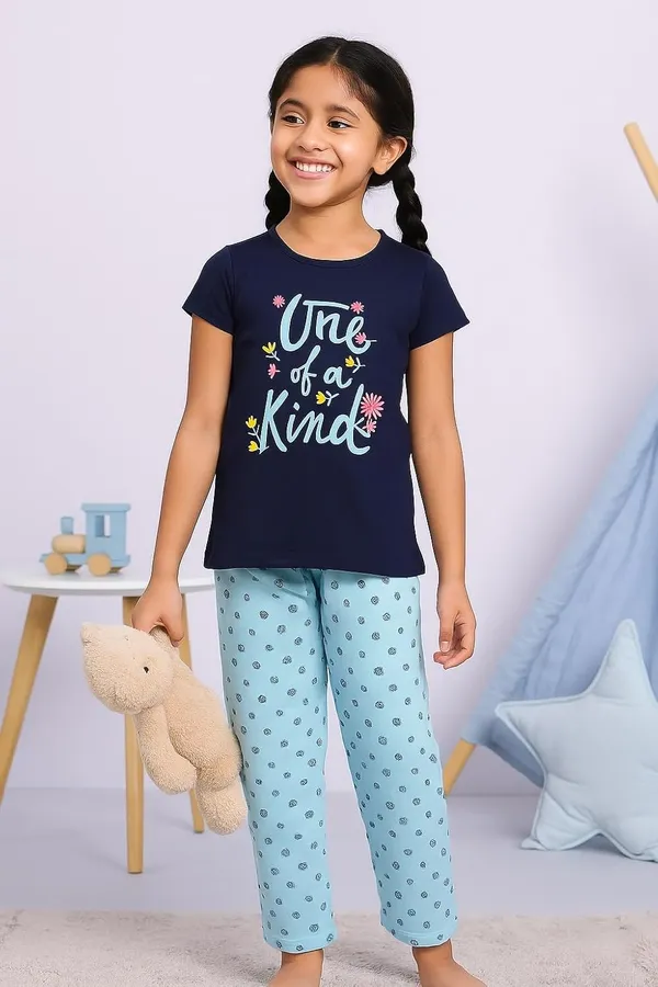 Sky_Blue_And_Navy_Cotton_T-Shirt_Pajama_Night_Suit_Set_For_Girls