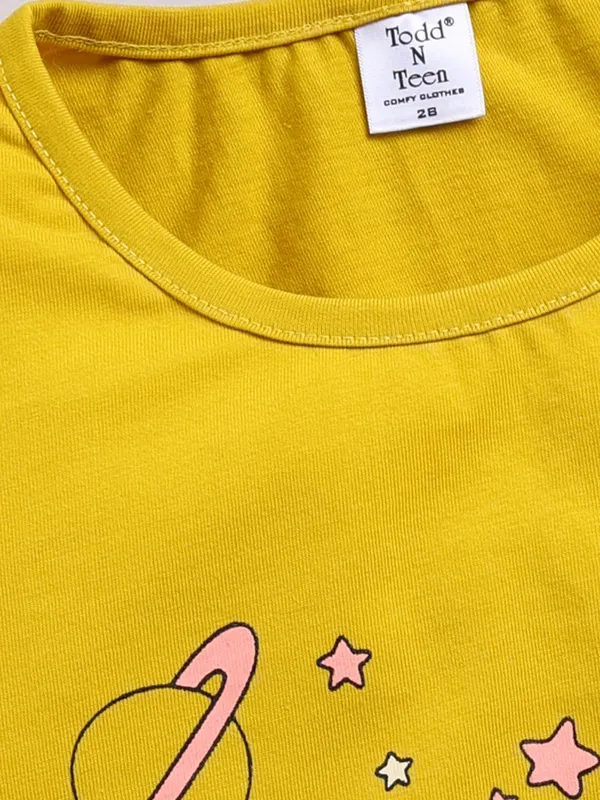 Mustard_Yellow_Cotton_T-Shirt_Pajama_Night_Suit_Set_For_Girls