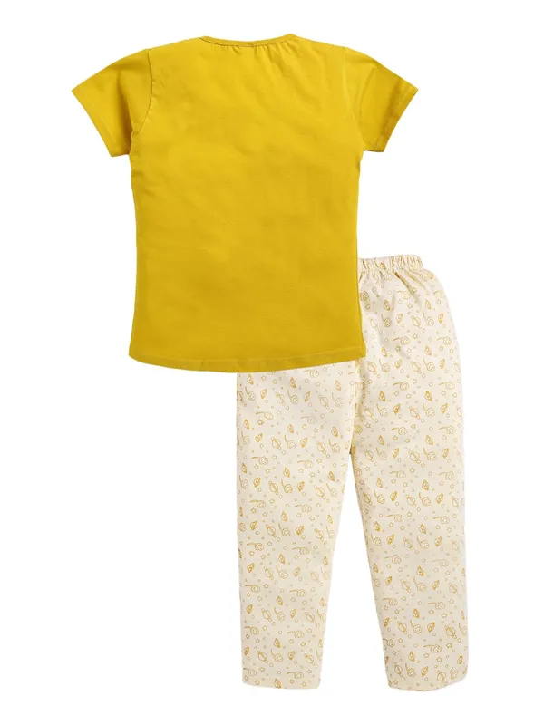 Mustard_Yellow_Cotton_T-Shirt_Pajama_Night_Suit_Set_For_Girls