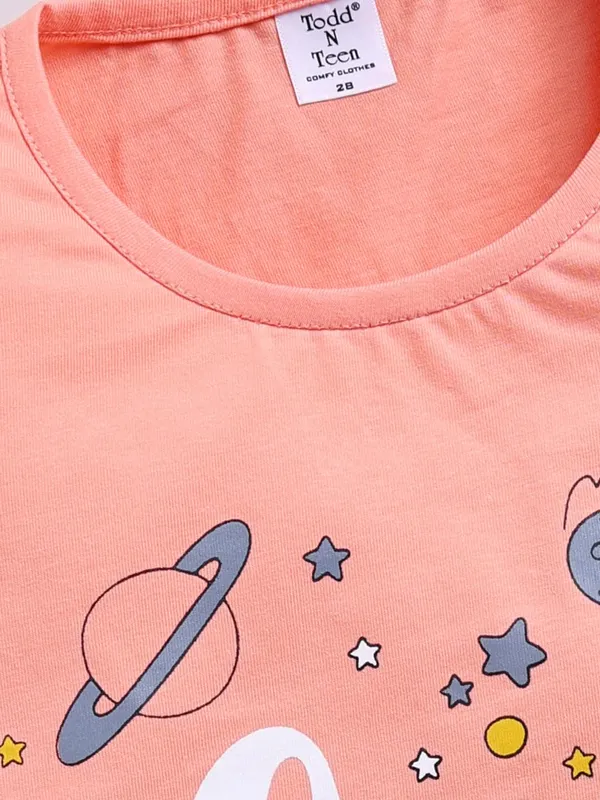 Peach_And_Grey_Cotton_T-Shirt_Pajama_Night_Suit_Set_For_Girls