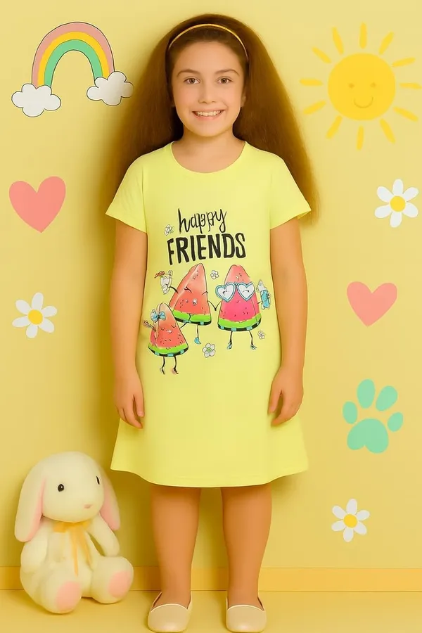Yellow_Cotton_Nighty_For_Girls